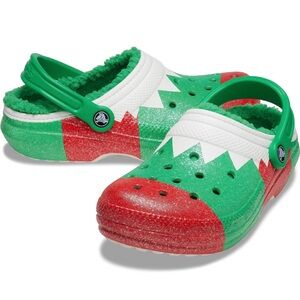 Crocs Holiday Christmas Elf Fur Lined Clogs Men’s Size 5 Women’s size 7